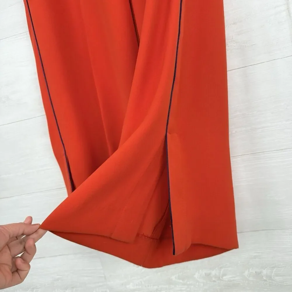 Banana Republic Wide Leg Trouser Pants Women 6 Orange High Rise Split Hem Office